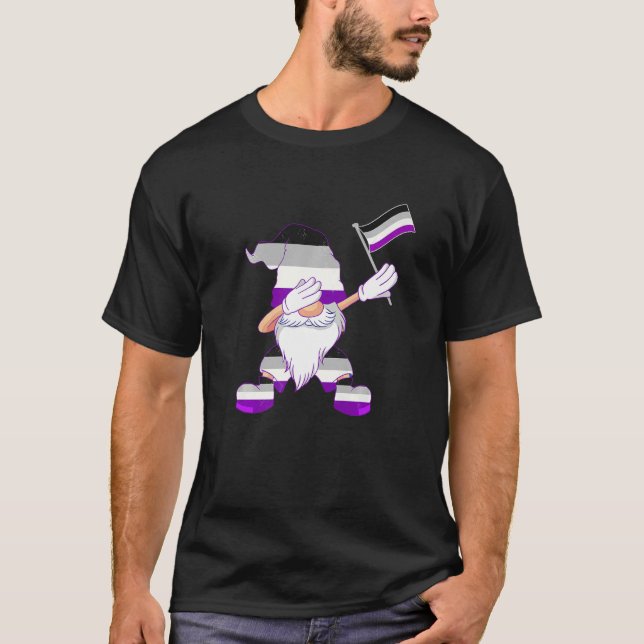 T-shirt Danser Asexuel Gnome Drapeau Asexuel Beanie Asexué (Devant)