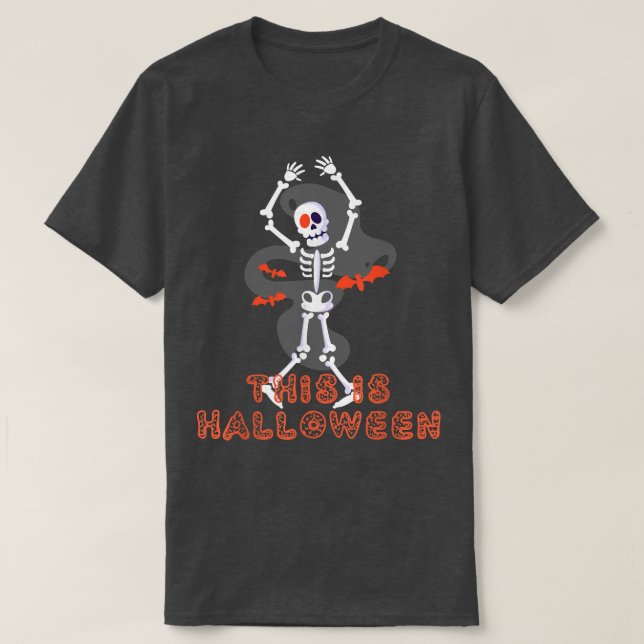 T-shirt Danser Skeleton Veut S'Amuser C'Est Hallowe (Design devant)