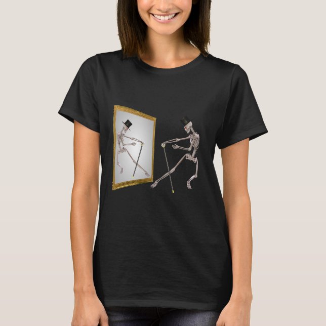 T-shirt Danser Squelette En Miroir Drôle (Devant)