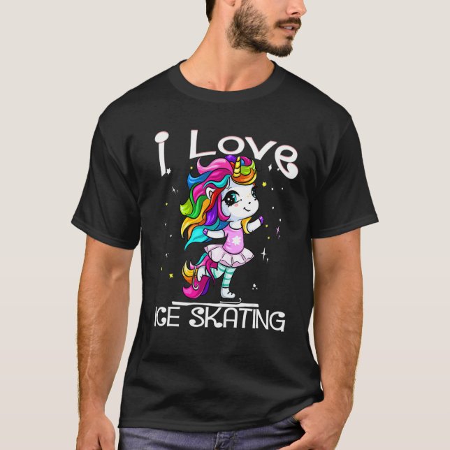 T-shirt Danser sur glace mignonne J'aime Patinage sur glac (Devant)