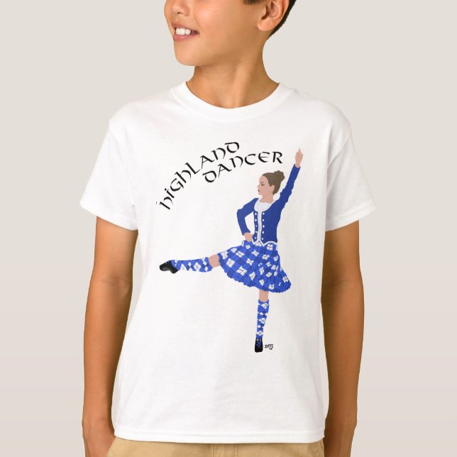 T-shirt Danseur des Highlands en bleu (Devant)