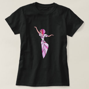 T-shirt Danseur rose funky fille avec cheveux roses