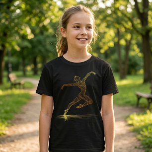 T-shirt Danseuse de ballet d'art en ligne dorée Illustrati