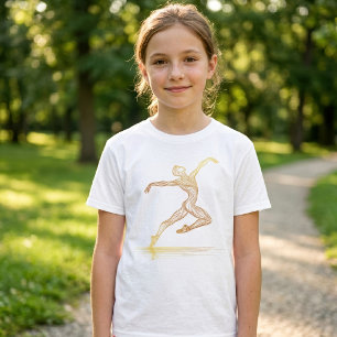 T-shirt Danseuse de ballet d'art en ligne dorée Illustrati
