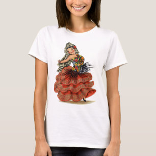 T-shirt Danseuse de flamenco espagnole vintage robe tradit