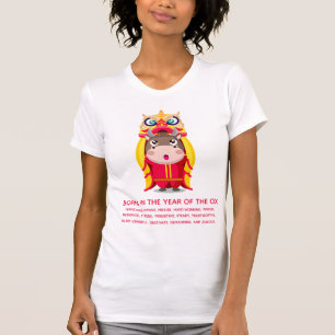 T-shirt Danseuse de Lion Nouvel An chinois de l'Ox Traits