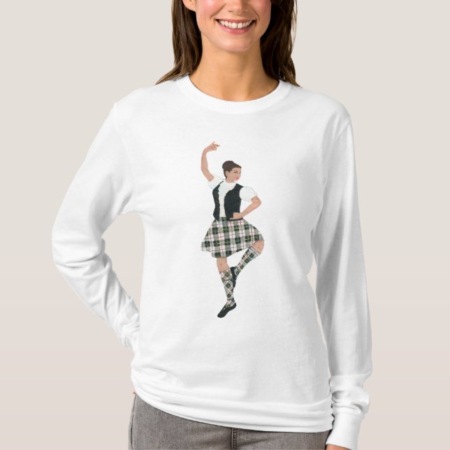 T-shirt Danseuse des Highlands Écossais Tartan MacPherson (Devant)