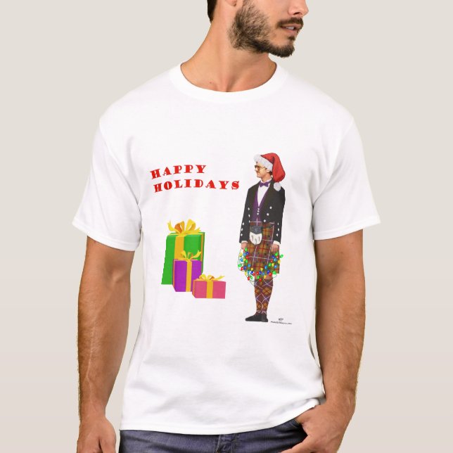 T-shirt Danseuse écossaise des Highlands à Noël (Devant)