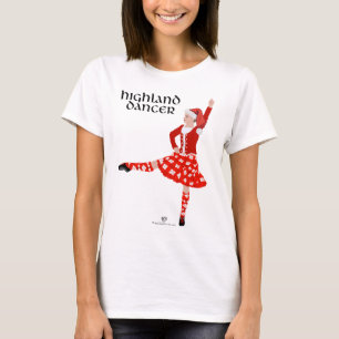 T-shirt Danseuse écossaise des Highlands à Noël en Rouge