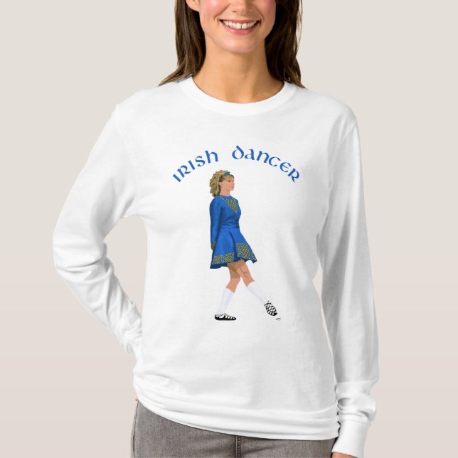 T-shirt Danseuse Irlandaise Blonde en Bleu (Devant)