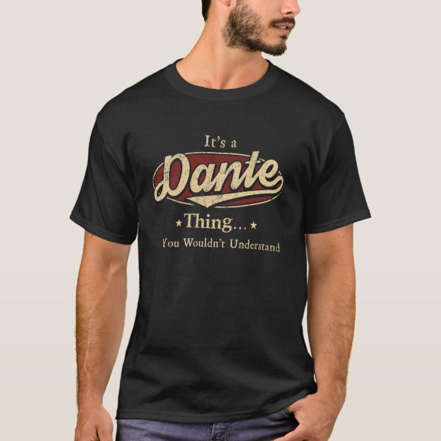 T-shirt Dante Nom de famille, Dante nom de famille crête (Devant)