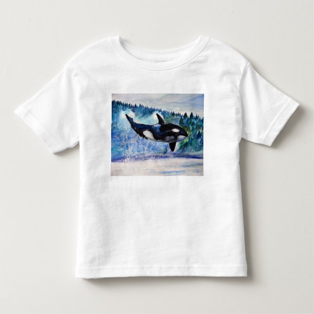 T-shirt d'aquarelle de baleine d'orque (Devant)