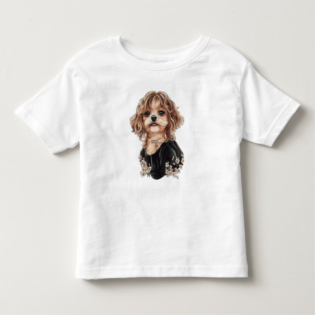T-shirt d'aquarelle de Maltipoo pour enfants (Devant)