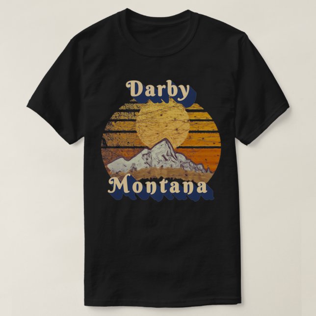 T-shirt Darby Montana Retro Mountain Sunset Pullove stylis (Design devant)