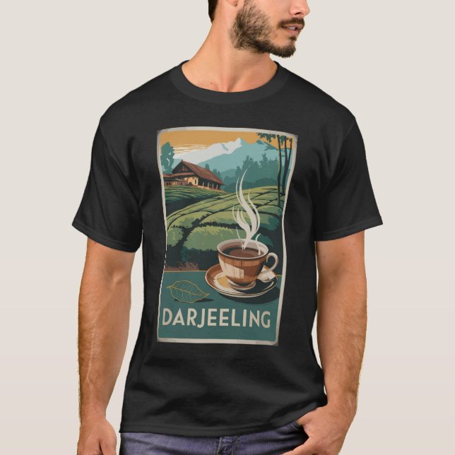 T-shirt Darjeeling India Tea Travel Art Vintage (Devant)