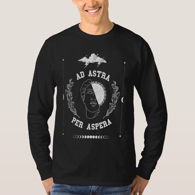 T-shirt Dark Academia Ad Astra Per Aspera Tarot Sun Moon a (Devant)