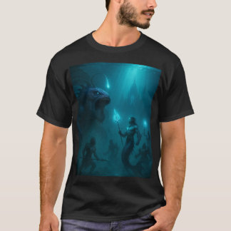 T-shirt Dark Aquatic Warrior & Sea Beast Fantasy Art