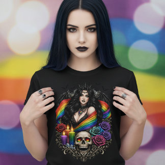 T-shirt Dark Gothic Gay Pride With Skull and Candles