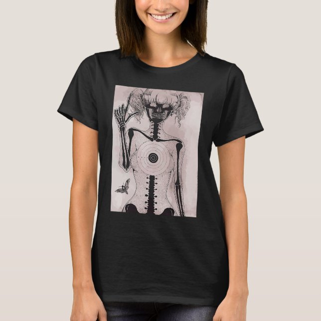 T-shirt Dark grunge  Emo teen girl with moth Gothic (Devant)
