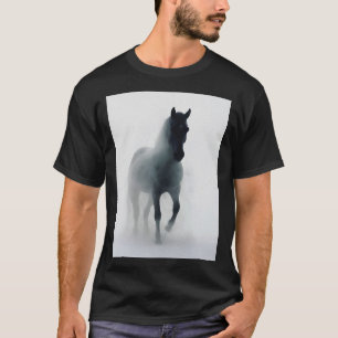T-shirt Dark Horse in Fog – Œuvre d'art murale mystique ét