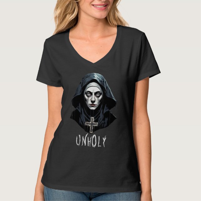 T-shirt Dark Occult Macabre Witchcraft Satanism Unholy Nun (Devant)