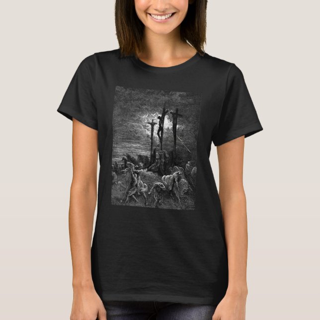 T-shirt Darkness at the Crucifixion Gustave Dore Biblical  (Devant)