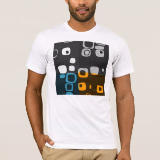 T-shirt d'art Abstrait bleu, orange, gris rétro