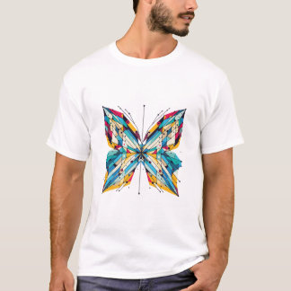 T-Shirt d'Art Abstrait Papillon Coloré