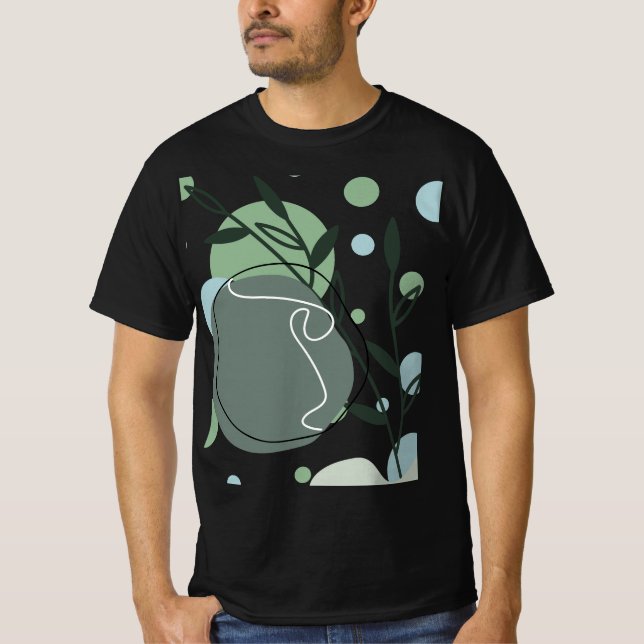 T-Shirt d'art botanique minimaliste (Devant)