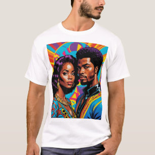 T-shirt d'art culturel coloré de puissance Afrocen