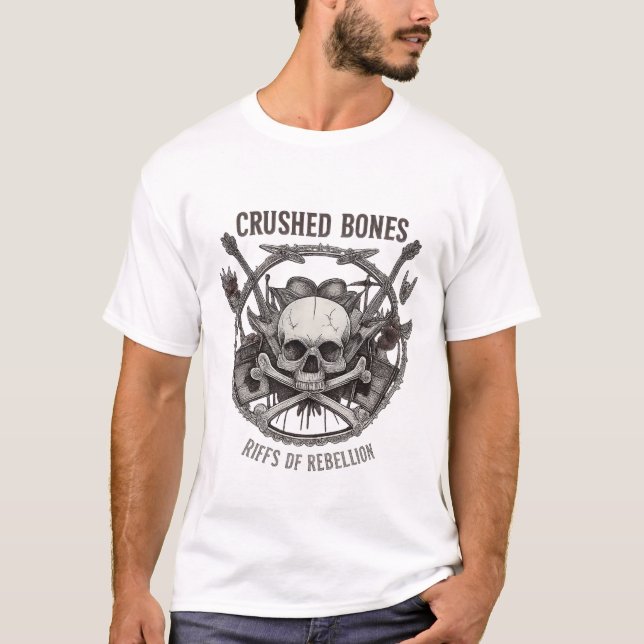 T-Shirt d'art d'album Rock & Roll Skull and Guitar (Devant)