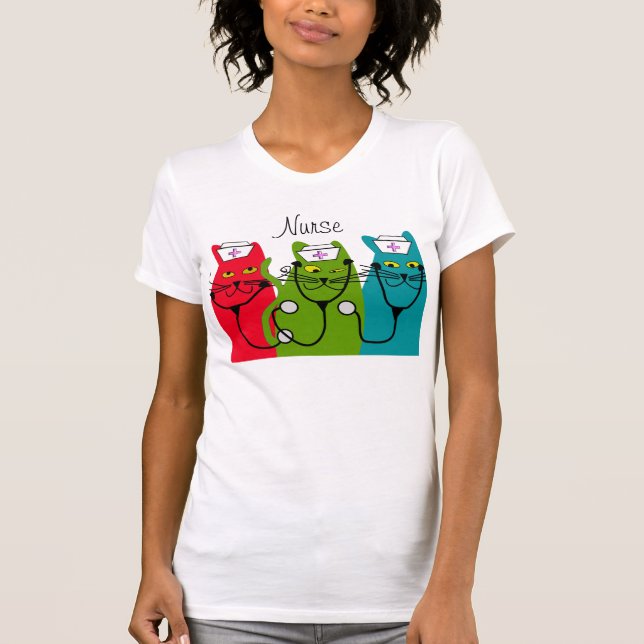 T-shirt d'art de chat d'infirmière (Devant)