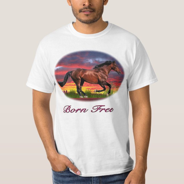 T-shirt d'art de cheval libre né (Devant)