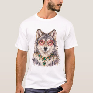 T-shirt d'art de loup gris à l'aquarelle mignon de