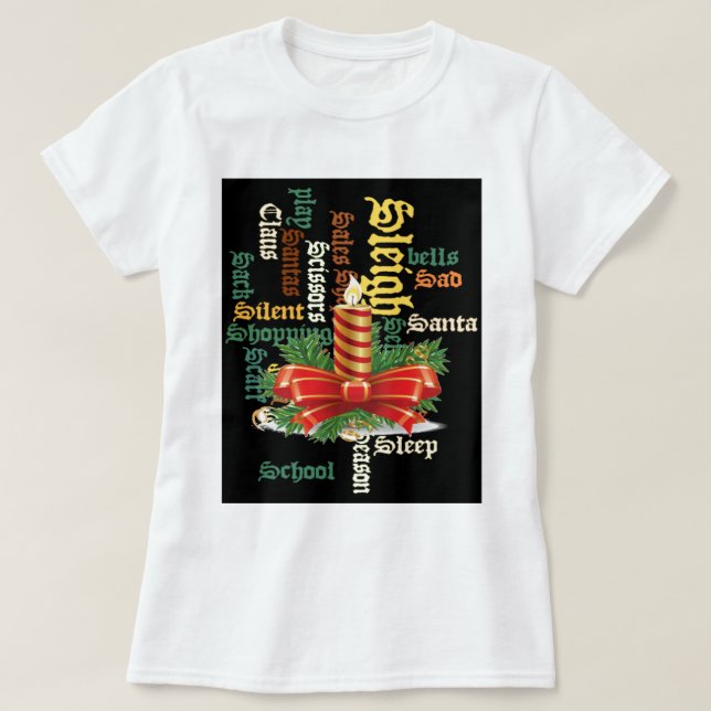 T-shirt d'art de Noël à la bougie (Design devant)