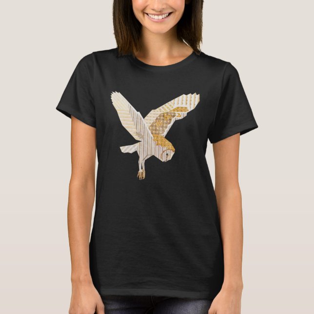 T-shirt d'art d'oiseau de collage de hibou de (Devant)