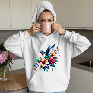 T-shirt d'art floral de la nature avec colibri col