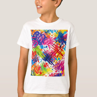 T-shirt d'art gribouillé abstrait coloré