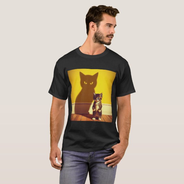 T-shirt d'art minimaliste de chat  (Devant entier)