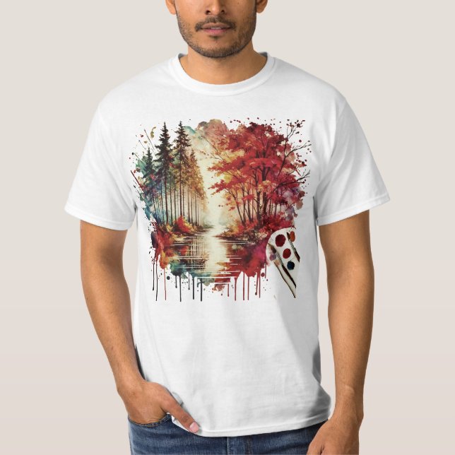 T-shirt d'art naturel aquarelle (Devant)