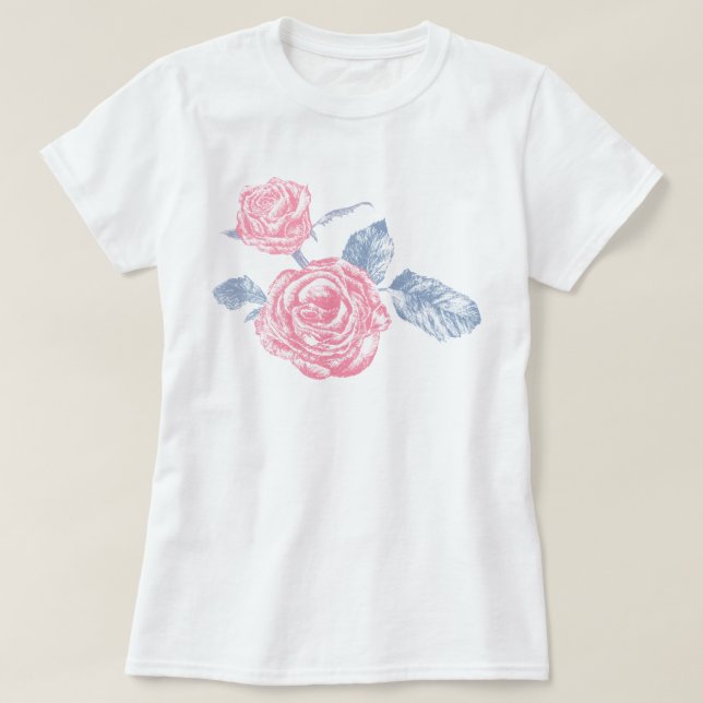 T-shirt d'art rose esquissé (Design devant)