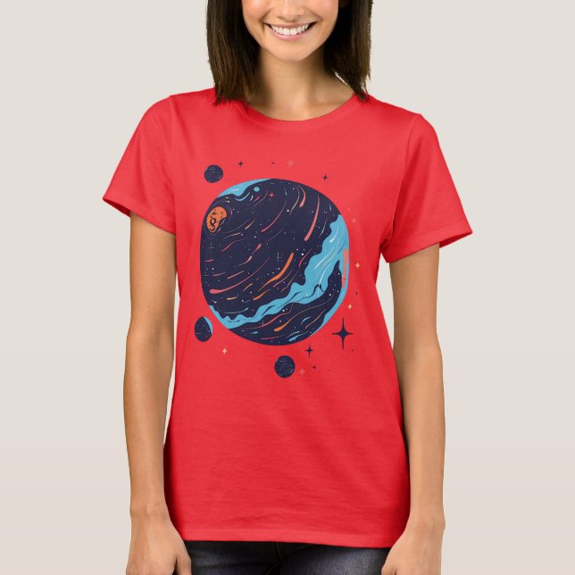 T-Shirt d'art spatial de planète cosmique (Devant)