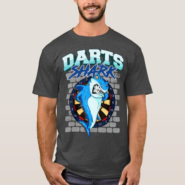 T-shirt Dart Team Player Shark Dartboard Darts Citation (Devant)