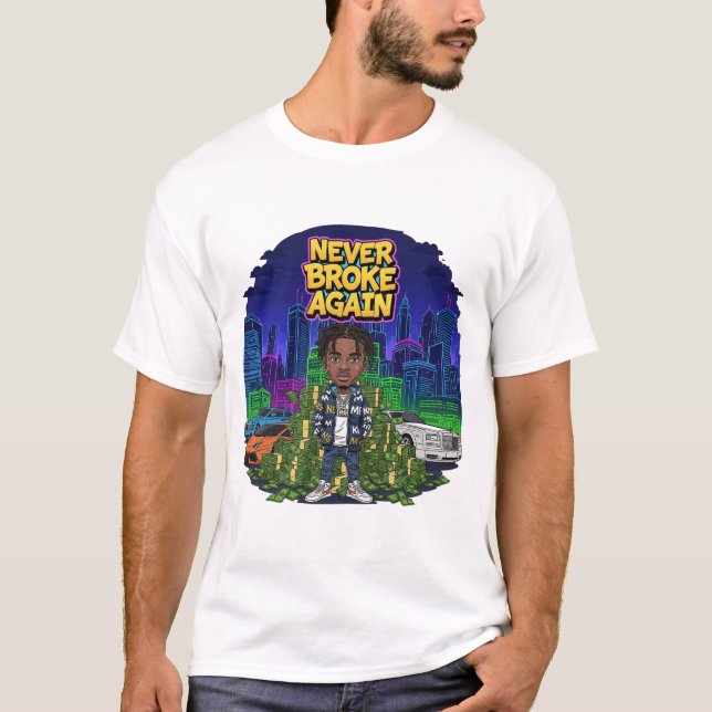 T-shirt d'art urbain "Jamais cassé à nouveau" (Devant)
