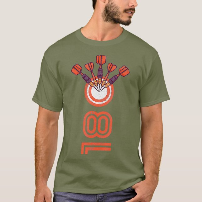 T-shirt Dartboard Dessins Mens 180 Dartplayer (Devant)