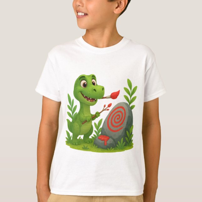 T-shirt d'artiste de dinosaure mignon  (Devant)