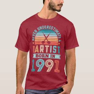 T-shirt Dartiste né 1991 fléchettes 30e anniversaire Retro