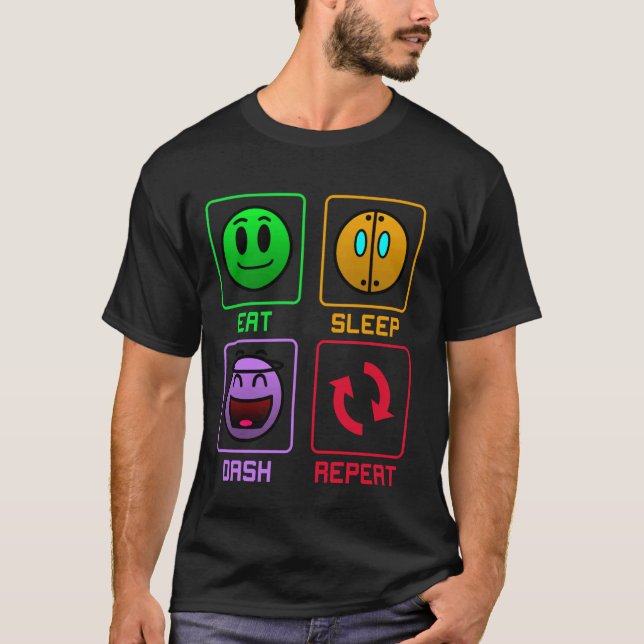 T-shirt Dash de veille de manger répéter jeu vidéo Géométr (Devant)