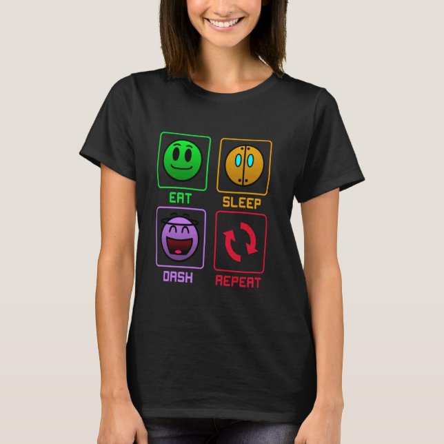 T-shirt Dash de veille de manger répéter jeu vidéo Géométr (Devant)