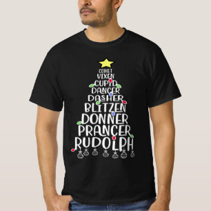 T-shirt Dasher Dancer Prancer Drôle Drôle Rindeer Noms